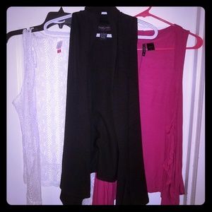 3 sleeveless cardigans